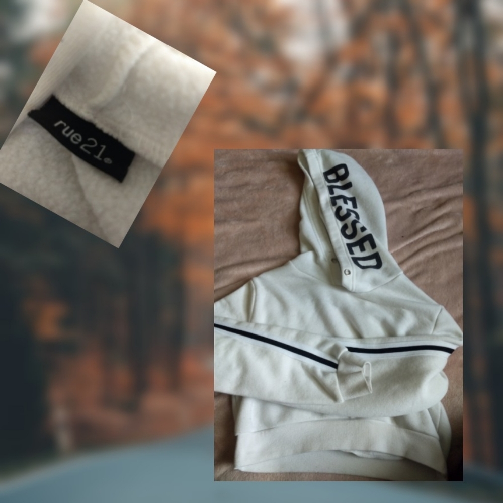 White Cropped Hoodie